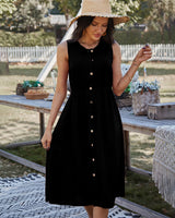 Fashion Holiday Style Button Dress