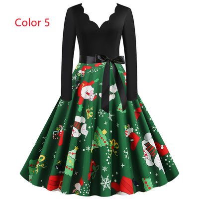 Christmas Rock Long Sleeve Printed Dress