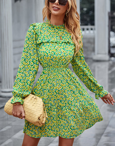 Long Sleeve Short Print Dress