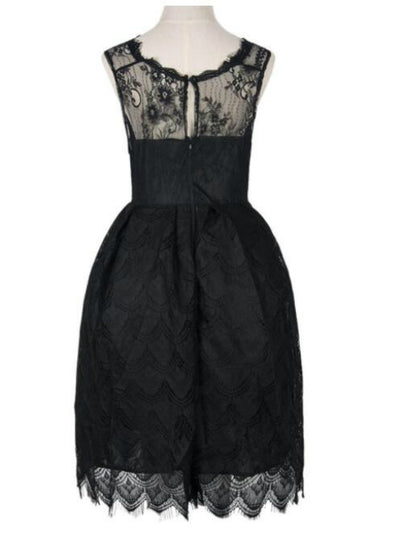 Cheap Lace Sleeveless Black Party Dress