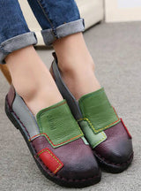 Leather Loafers Women Mixed Colors Handmade