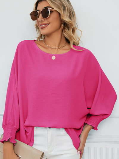 Loose Cropped Sleeve Chiffon Top