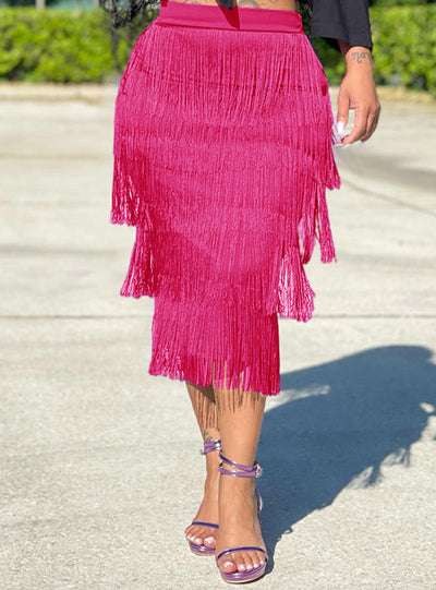 Women Summer Tassels Skirt