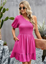 Solid Color Short Sleeve Dress