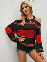 Striped Color Matching Halter Sweater