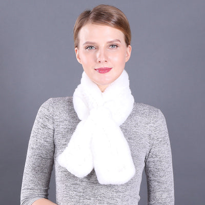 Women Warm Wool Rex Fur Scarf Neck Girl Winter