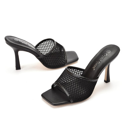 Breathable Fish Mouth Square Head High Heel Sandals