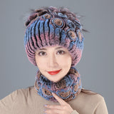 Rabbit Fur Straw Hat Scarf Two-piece Suit