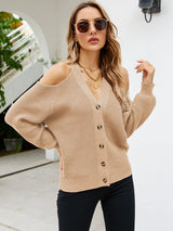 Button Cardigan V-neck Sweater