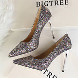 Sequin Pointed High Heel Shoes