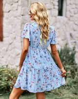 V-neck Chiffon Printed Dress