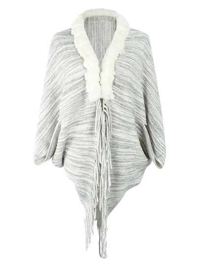 Cape Cardigan Fur Collar Tassel Sweater