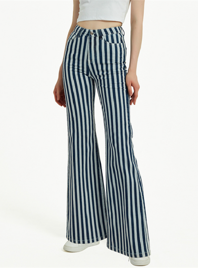 Striped High Waist Wide Leg Pants