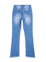 Torn Rivet Burr Split Micro-horn Jeans