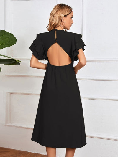 Sexy V-neck Backless Mid-length Dress