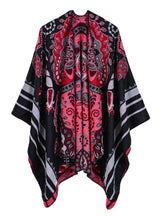 Women Ethnic Flowers Shawl Large Cloak