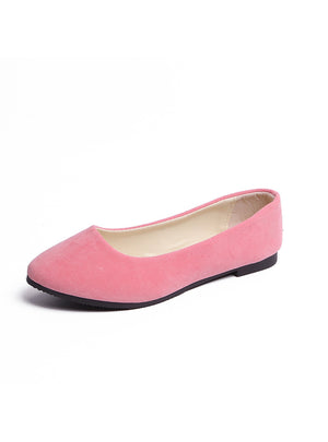 Candy-colored Suede Tips Flat Shoes