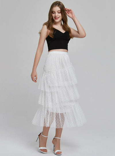 Wavelet Cake Skirt Pleated Mesh Leopard Print