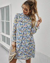 High Collar Loose Chiffon Dress