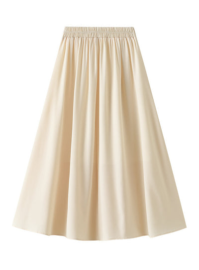 Retro Pleated Design Elastic High Waist Skirt