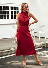 Solid Color Sleeveless Long Dress