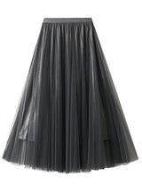 Long High Waist Gauze Pleated Skirt