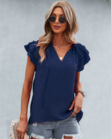 Solid Color Flying Sleeves T-shirt