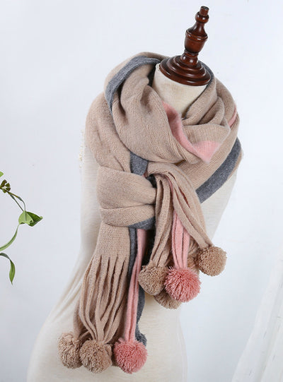 Cashmere Scarf Female Wool Ball Knitted Scarf