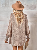 Fashion Leopard Lantern Sleeve Ladies Shirt