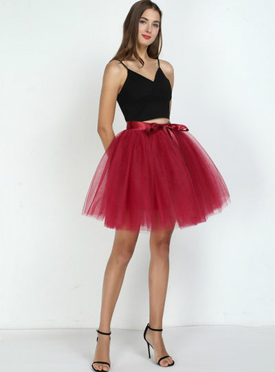 Womens 7 Layers Midi Tulle Skirt Fashion Tutu Skirts