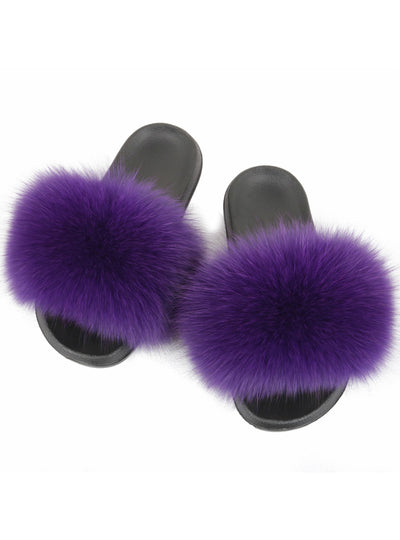 Fashion Women Fox Fur Real Fur Slippers