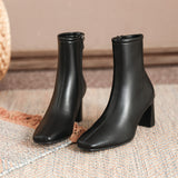 Women Girl Side Zipper Thick Heel Bootie