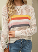 Color Matching Wavy Striped Pullover Sweater