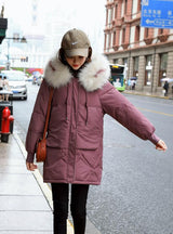 Womens Winter Jackets Casual Fur Collar Hooded Jacket