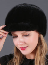 Mink Fur Hat Ladies Warm Winter Cap