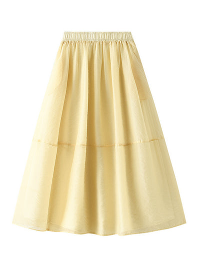 Cicada Gauze Stitching Big Swing Skirt