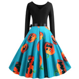 Halloween Pumpkin Print Retro Dress