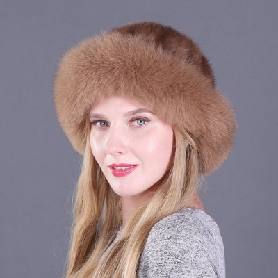 Mink Fur Hat With Fox Brim Fashion Hat