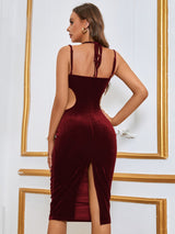 Velvet Split Suspender Dress