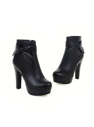 PU Leather Platform Shoes Woman Ankle Boots