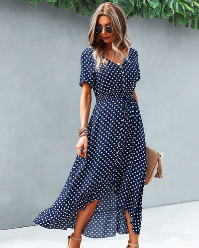 Short Wave Hi Lo Print Dress