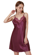 Sexy Satin Silk Pajamas Lace Nightgown