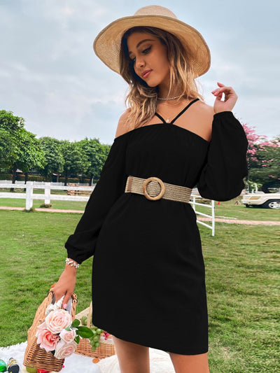 Loose Casual Straps Long Sleeve Dress