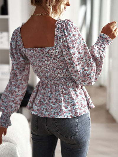 Casual Square Collar Long Sleeve Shirt