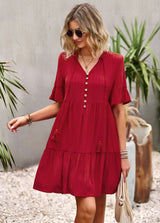 A-line Solid Color Fashion Dress