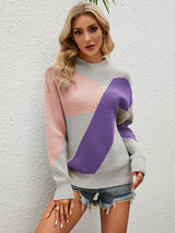 Loose Pullover Geometric Pattern Sweater