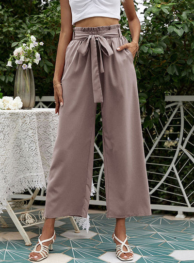 High-waisted Cropped Trousers Wide-leg Pant