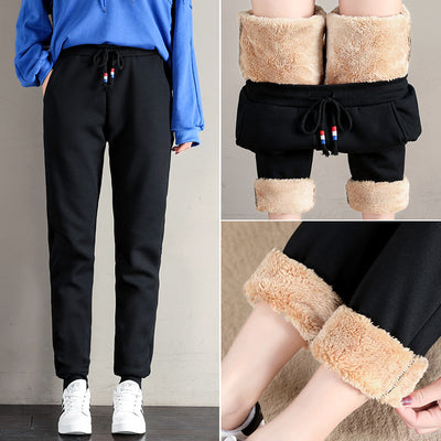 Women Winter Thick Lambskin Cashmere Pants