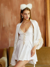 Satin Suspenders Ice Silk Nightgown