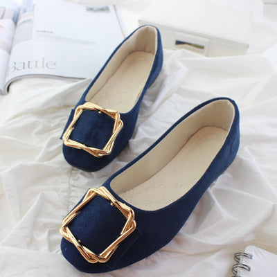 Women's Shoes Square Buckle Flat Shoes